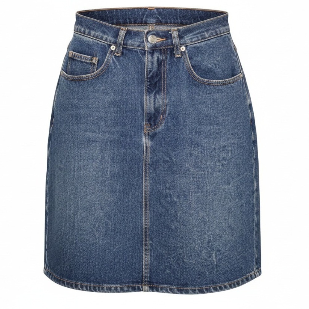 Pasta Vintage Denim Mini Skirt High Waisted Medium Wash Made in USA Size 11/12